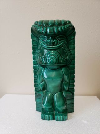 Tiki Totem Pole Statue Tiki Ceramic 12 " Green
