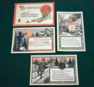 Boy Scout - Four Early Chistmas Postcards - 1990 