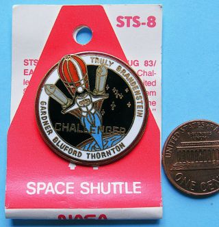 Nasa Official Enamel Pin Vtg Sts - 8 Space Shuttle Challenger / Truly Thornton