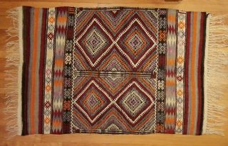 Antique Native American Tribal Geometric Wool Rug Weaving 66 X 39