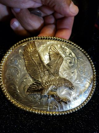 Huge Vintage Western Native American Rodeo Style Eagle Belt Buckle