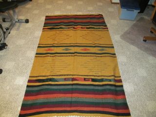 Native American Navajo Style Or Mexican Blanket Rug / Serape Poncho