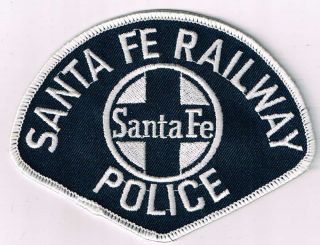 Santa Fe Railway Police - Old Style Patch - White Lettering And Border