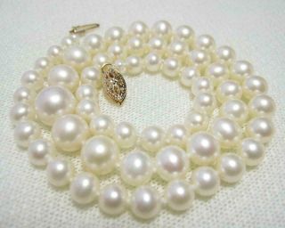 Fine Aaa,  White 6.  5 - 11mm Akoya South Sea Pearl Necklace 22 - 24 " 14k Gold