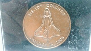 Sts - 107 Pre Liftoff Pre - Accident Bronze Mission Coin In Snap Case