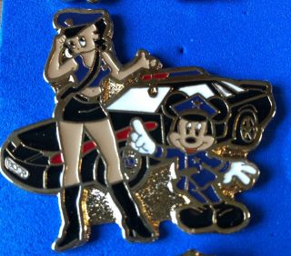 Sexy Betty Boop And Policeman Mickey Mouse Lions Club Pin