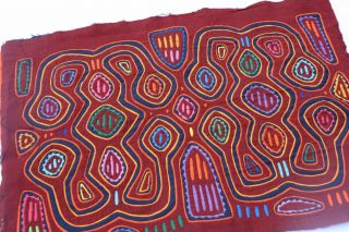 Kuna Mola Maze desing,  Folk Art,  Reverse Applique hand sewn,  Textile Art 2