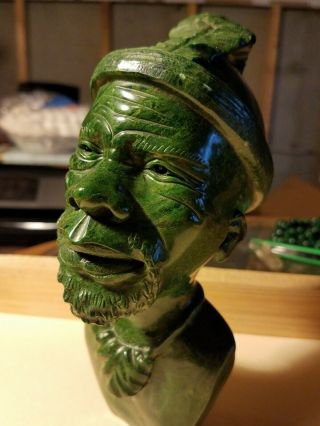 Shona Verdite Elder Warrior Sculpture Zimbabwe Africa Green Rock Carving Art