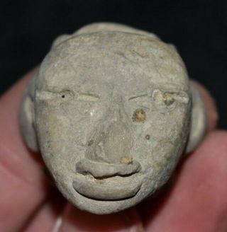 1 1/4 " Pre - Columbian Remojadas Pottery Head Effigy Late Classic Artifact C17