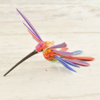 Magia Mexica A1702 Hummingbird Alebrije Oaxacan Wood Carving Painting Handcrafte 2
