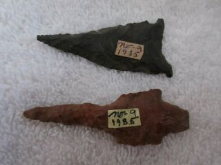 Two Old Nevada Arrowheads With Docs - - Nr