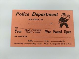 Nos Police Department Old Forge Pa American Safety League Chief Krajewski Notice