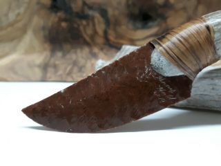 Red Mahogany Obsidian Antler Handle Knife Artisan Kenny Hull Unique Western 2