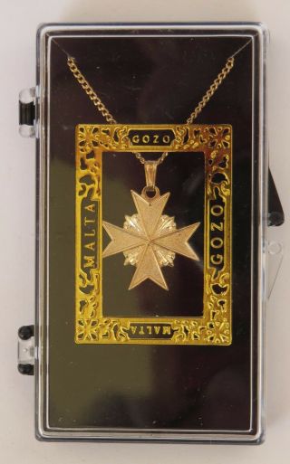 Knights Hospitaller Order Of St John Malta.  Gold Cross Necklace 12 " Chain