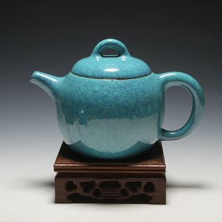Oldzisha - Classical China Yixing Zisha Pottery Old 420cc Blue Glazed Teapot
