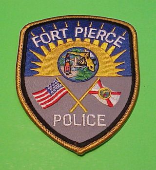 Fort Pierce Florida Fl (gold Border) Police Patch