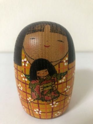 Japanese Sosaku Kokeshi Doll By Tomidokoro Fumio 9 Cm 3.  5 Inches