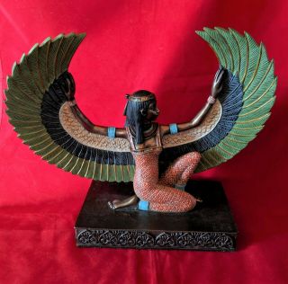 Egyptian Goddess Isis Statue Figurine 8 ½” Tall Signed Dated Collectible Heavy