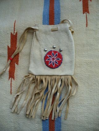 Vintage Native American Indian Beaded Leather Bag