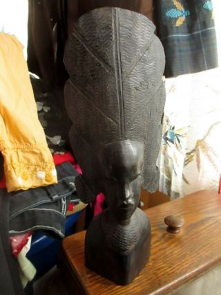 11.  5 " Hand Carved Ebony Black Wood Tribal Besmo Kenya Woman Statue