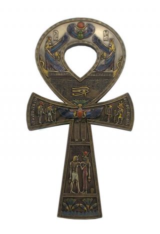Large Egyptian Ankh Key Of Life Wall Plaque Sculpture 15 " Tall -