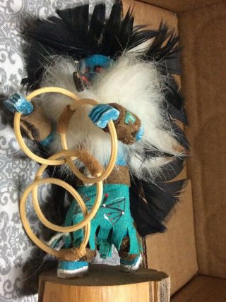 Authentic Native American Navajo Handmade Kachina Doll 5”hoop Dancer Signed