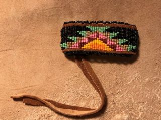 1 Awesome Neat Large Native American Lakota Sioux Lazy Stitch Beaded Wrist Band