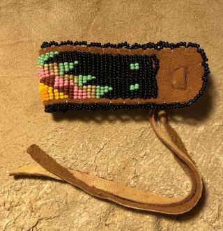 1 Awesome Neat Large Native American Lakota Sioux Lazy Stitch Beaded Wrist Band 3