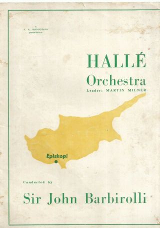 Cyprus Episkopi Old Programme Halle Orchestra Sir John Barbirolli 1961