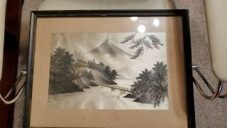 Asian Silk Embroidery Framed Art - Hand Stitched - Japanese.  Work