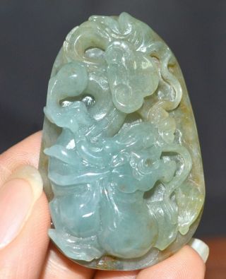Certificated Jadeite Jade Powerful Swaying Dragon Totem Amulet Pendant Carving T