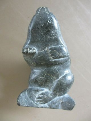 Northwest Coast Inuit Eskimo Art Hand Carved Stone Dancing Bear Figure Or Statue