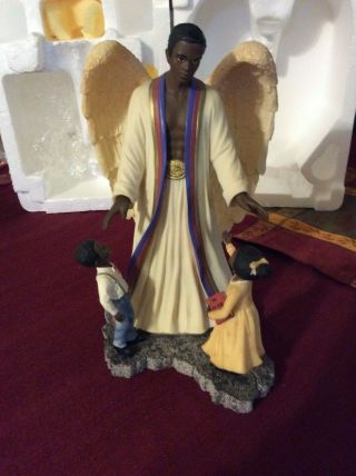 Home Interiors “protecting The Innocent” African American Angel W/children Nib?