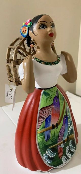 11” Ceramic Navarro Mexican Folk Art Lupita Doll 90 Hand Crafted