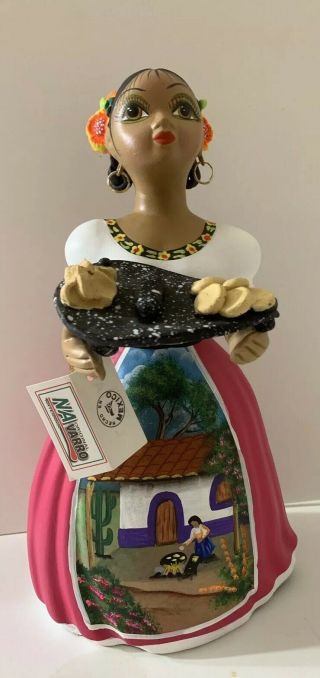 11” Navarro Mexican Folk Art Lupita Ceramic Doll 90 Hand Crafted