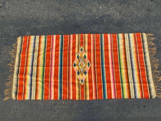Vintage Mexican Serape Saltillo Blanket Vintage Navajo Saddle Blanket 1920s