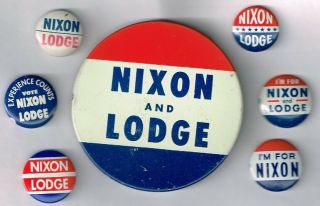 7 Different 1960 Richard Nixon For President Campaign Buttons