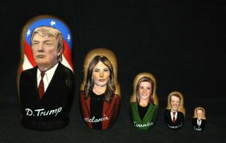 Trump Family (melania,  Ivanka,  Donald,  Eric) Russian Nesting Doll 5 Pc/6 "