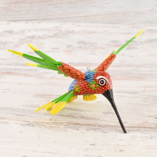 Magia Mexica A1418 Hummingbird Alebrije Oaxacan Wood Carving Painting Handcrafte