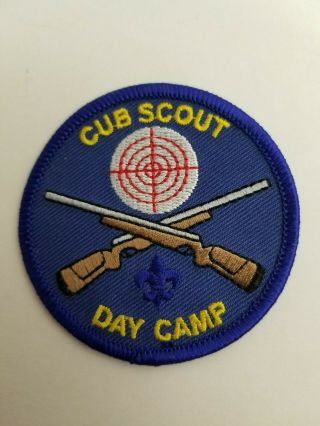 Bsa Cub Scout Day Camp Bullseye Rifle Gun Shooting Patch Round Blue 2 1/2 Inches