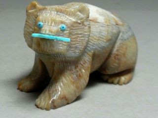 ZUNI FETISH F - 464 PICASSO MARBLE BEAR WITH FISH BY KENT BANTEAH 3