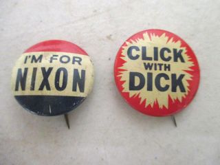 Nixon 1960 " I’m For Nixon " And Click With Dick Buttons
