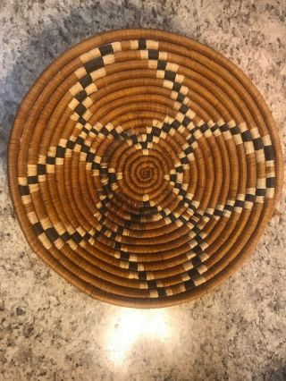 Vintage Native American Hand Woven Basket Hold All Tray Wall Art Display 11”x11”