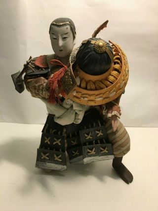 Japanese Samurai Warrior Doll Vintage Mixed Material Traditional Clothing 0475
