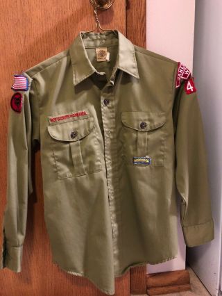 Vintage Boy Scouts Of America Uniform Shirt With Patches