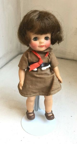 Vintage Girl Scout Brownie Doll - Gs Usa Brownies Toy Figure 8.  5 Tall W Stand