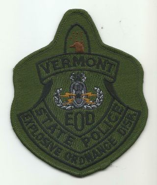 Vermont State Police Trooper Police Patch Bomb Eod Explosive Ordnance Disposal