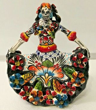 Catrina Dancer Day Of The Dead Talavera Gerardo Garcia Ceramic Folk Art