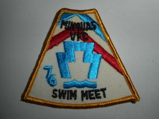 Vintage 70s Bsa Boy Scouts Pennsylvania Minquas Vfc 76 Swim Meet Patch 3 " X3 "
