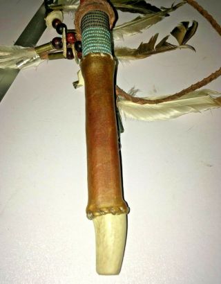 Vintage Native Indian Hand Made Medicine Man Ritual Dance Stick - wood antler 2